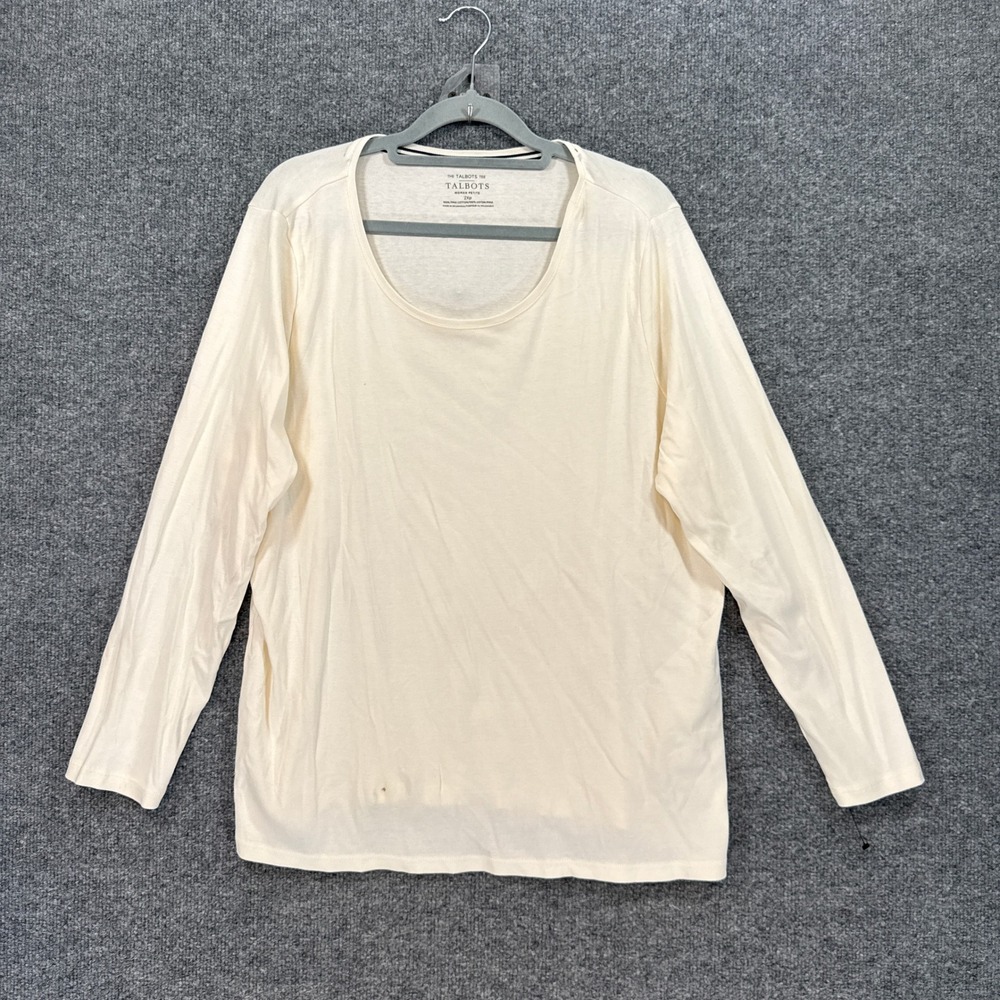 Talbots Tshirt Women 2XP Ivory Pima Cotton Long Sleeve Tee Plus Size Casual